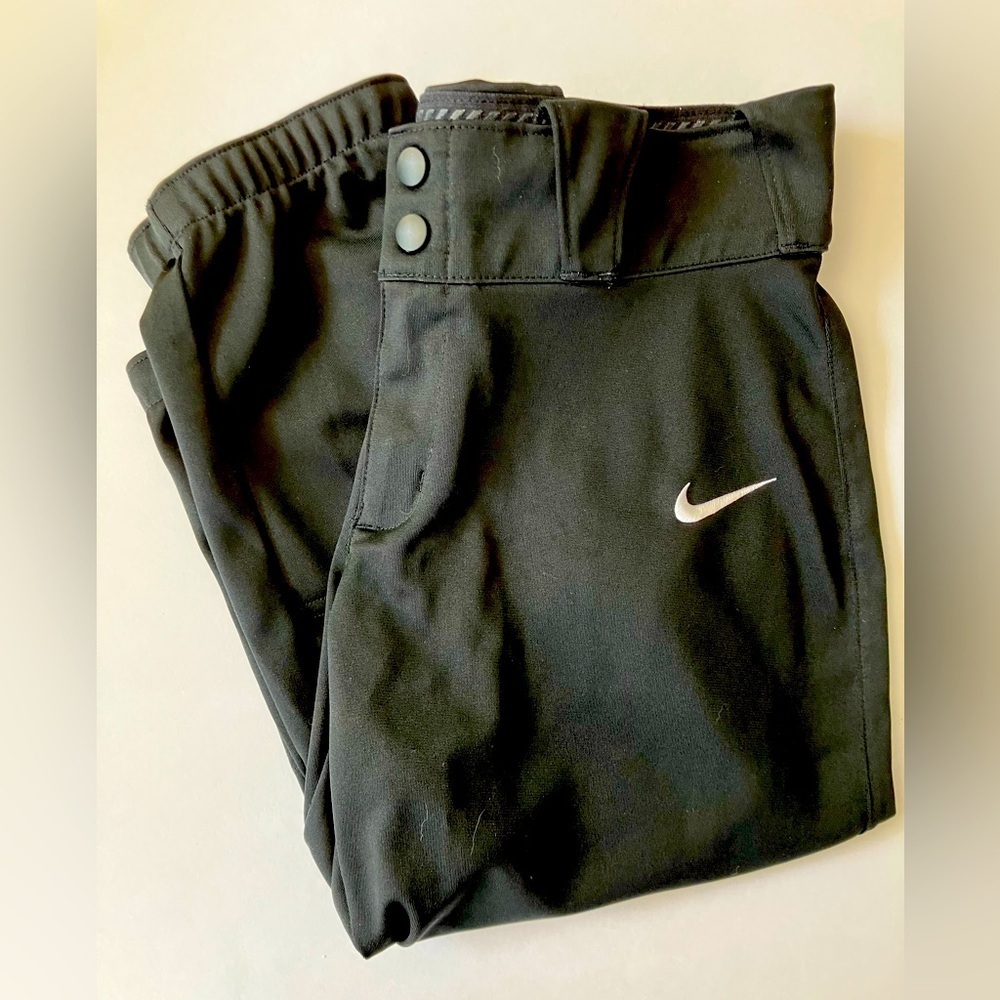 Nike Baseball Pants, Black w White Swoosh, Women’s Medium